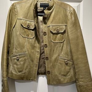 Bernardo Olive Green Leather Jacket for Women